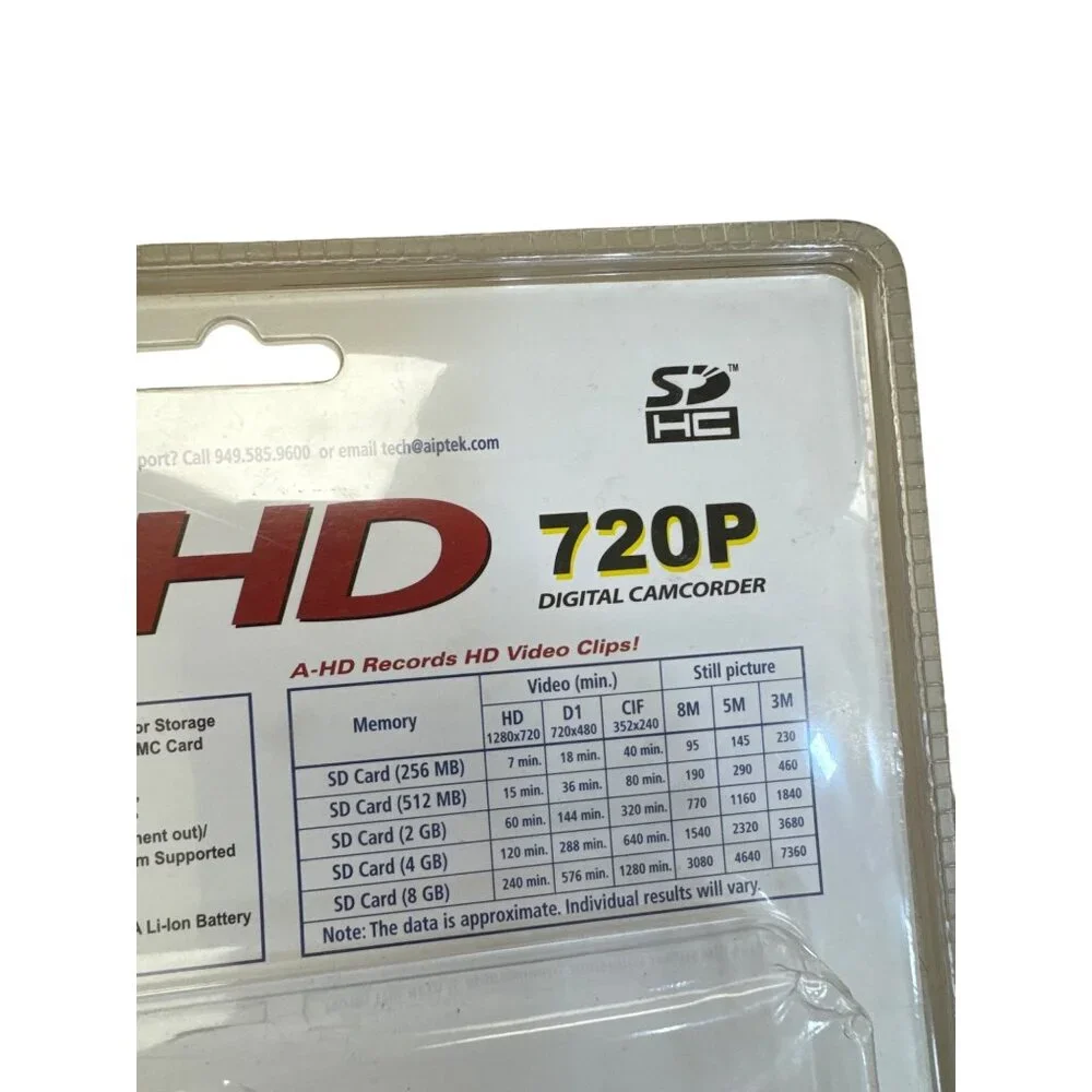 Aiptek A-HD 720P Digital Camcorder Advanced H.264 SKU 8240